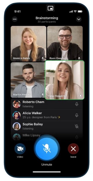 Videollamadas grupales en Telegram