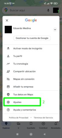Ir a las opciones de ruta en la aplicación de Google Maps para Android