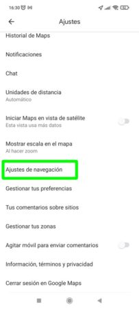 Ir a las opciones de ruta en la aplicación de Google Maps para Android