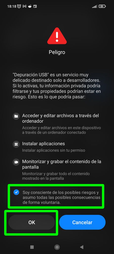 Habilitar depuración USB en Android