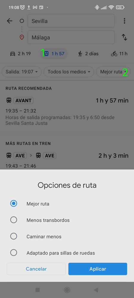 Ruta en silla de ruedas en Google Maps para Android
