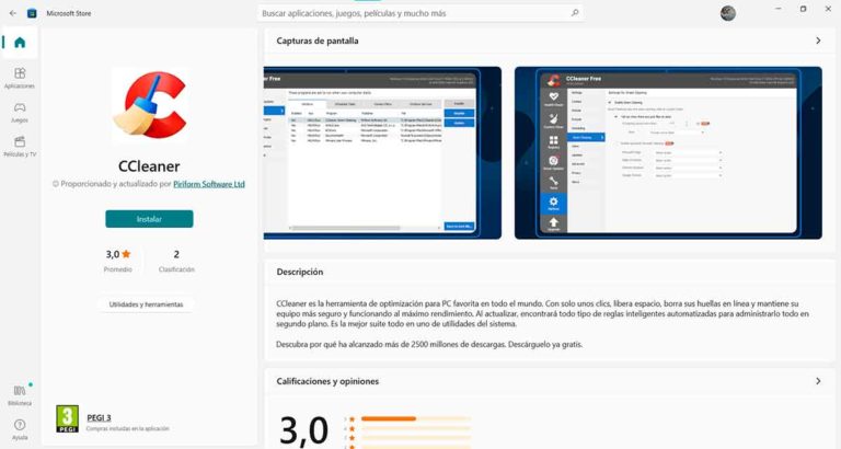 CCleaner aparece por sorpresa en Microsoft Store