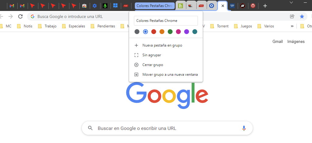 pestañas en Google Chrome