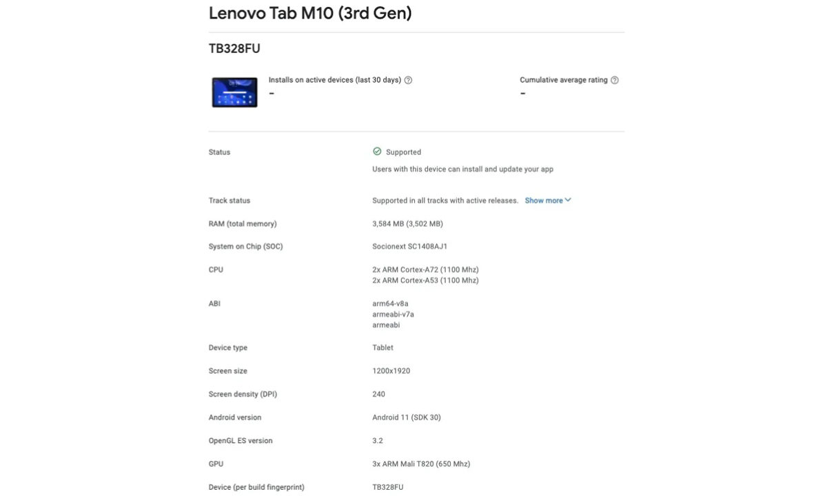 Lenovo Tab M10 especificaciones filtradas