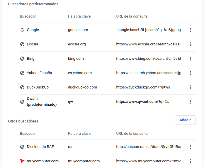 chromium: motores de búsqueda
