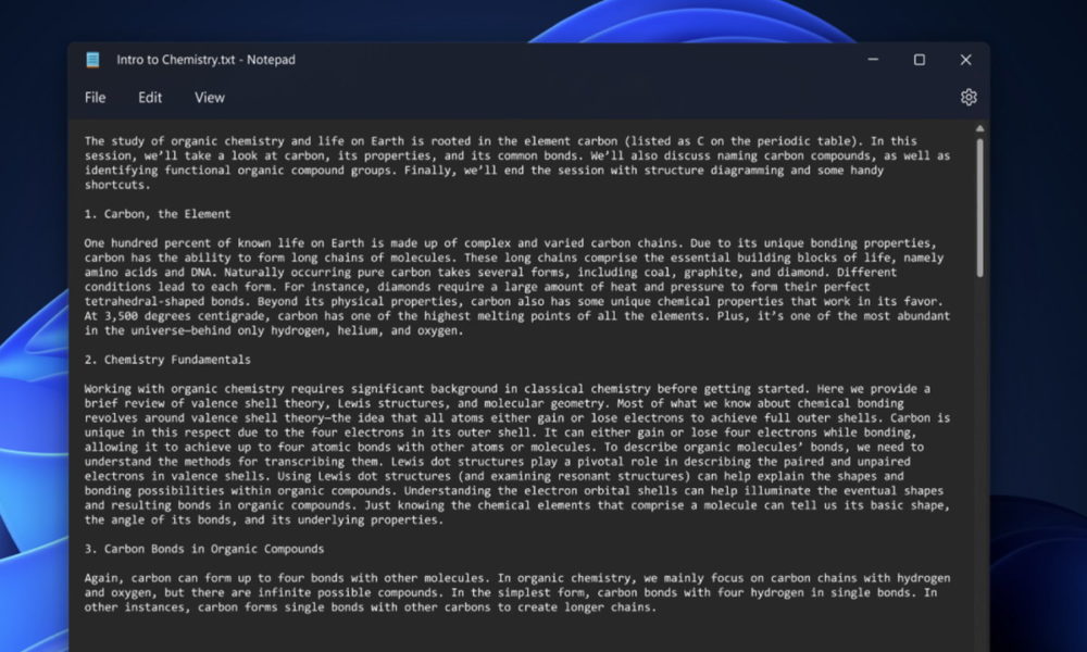 Notepad de Windows 11