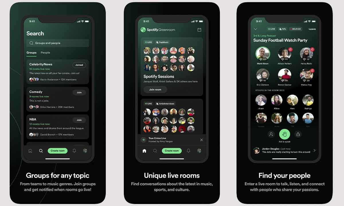 Spotify integrará las funciones de audio de Greenroom