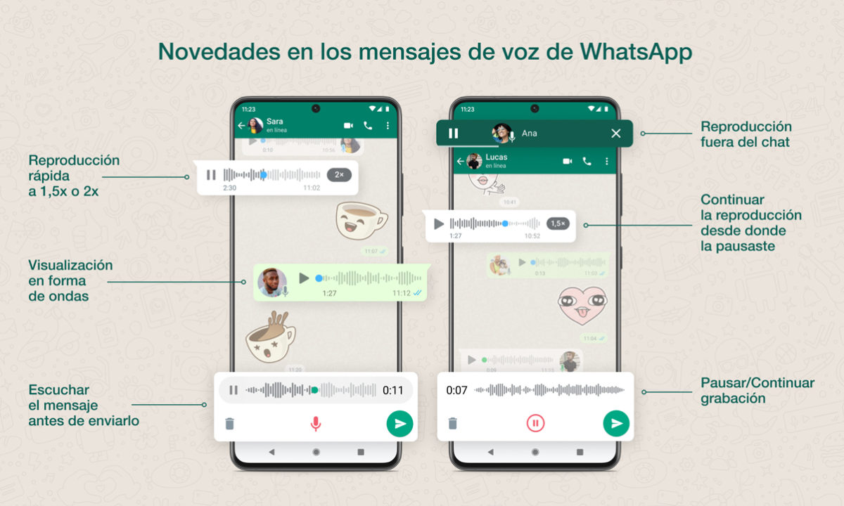 WhatsApp mejoras mensajes de voz