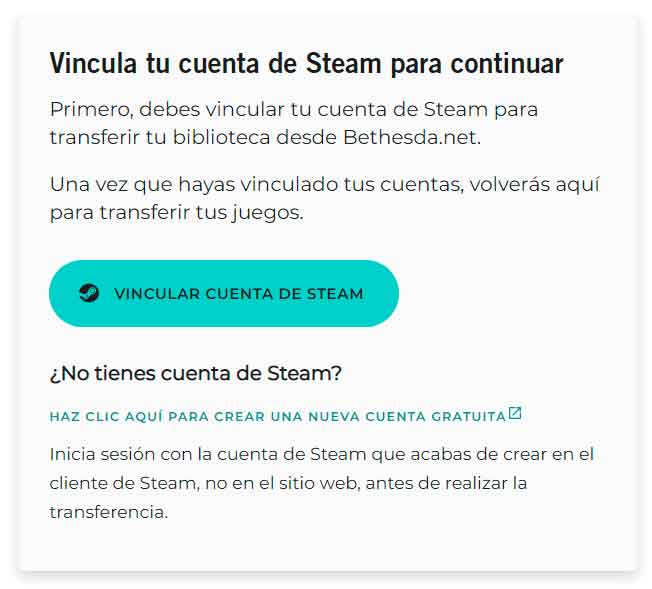Cómo migrar tu cuenta de Bethesda a Steam