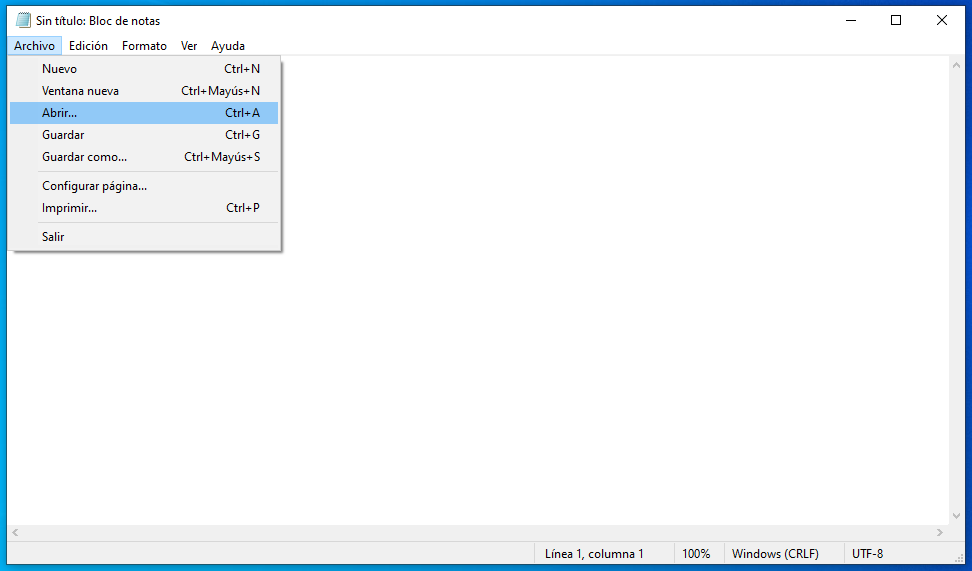 Abrir el fichero de los hosts en Windows con el Bloc de notas
