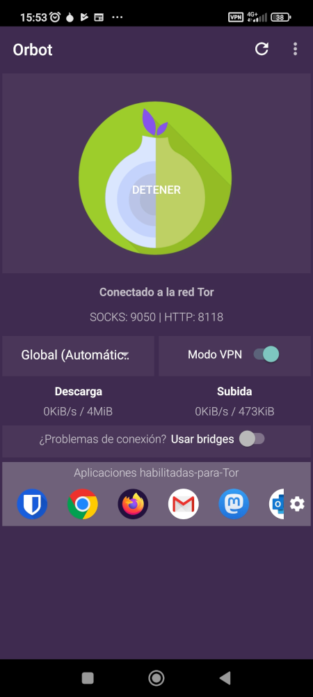 Orbot Proxy con Tor para Android