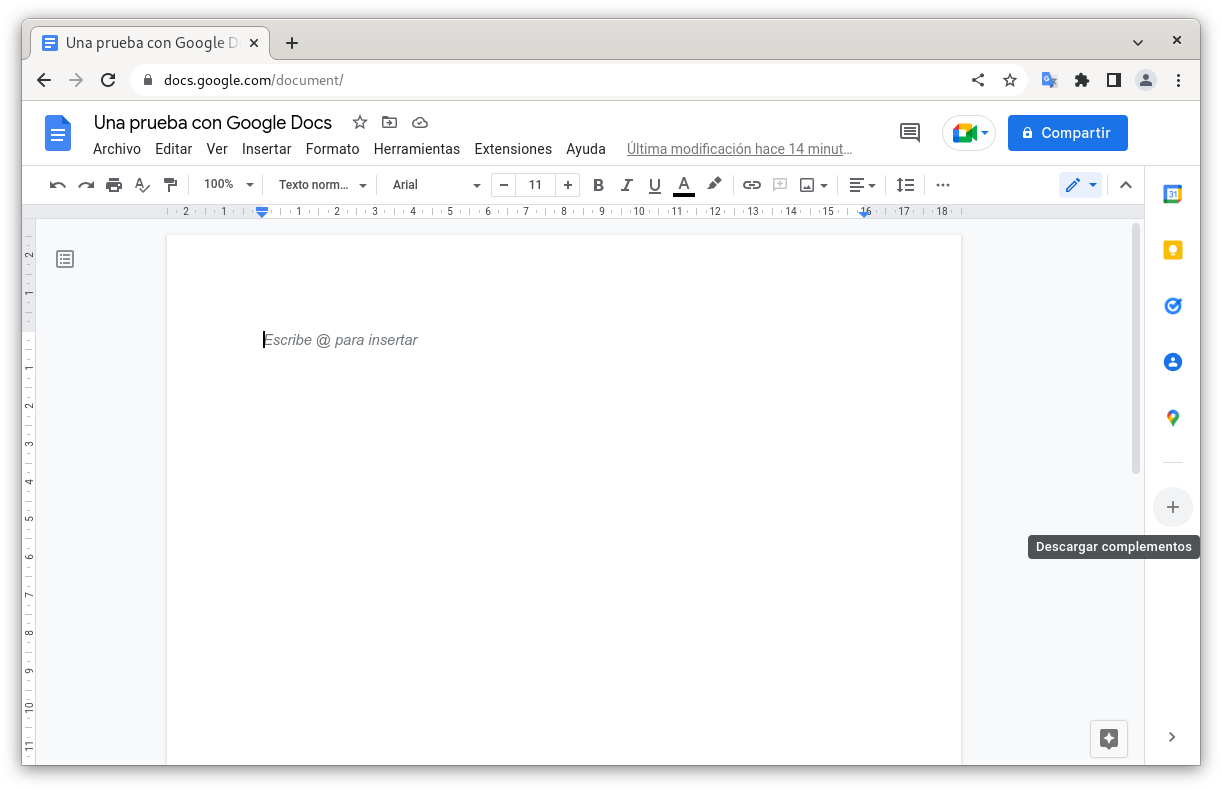 Empezar a añadir extensiones en Google Docs