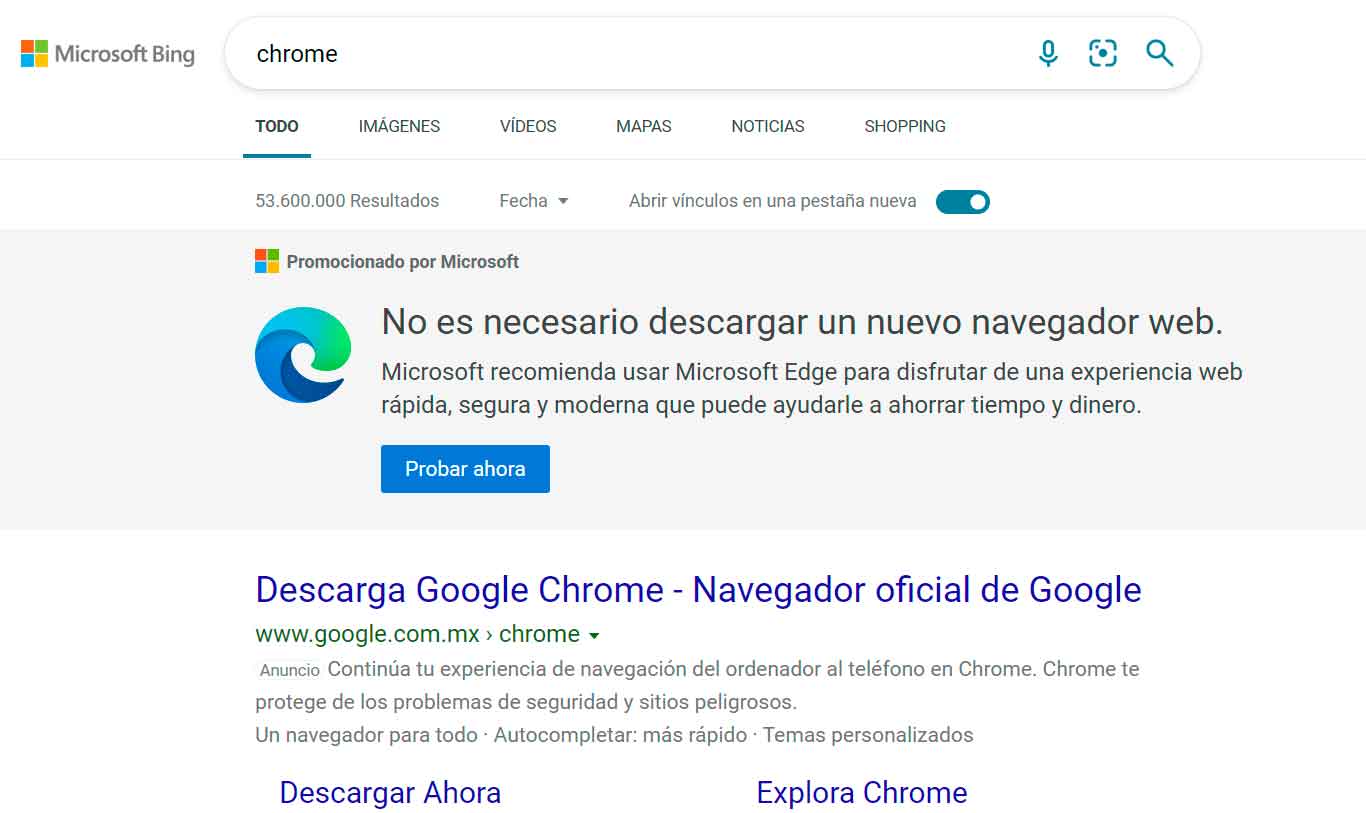 Microsoft insiste con Edge en Bing