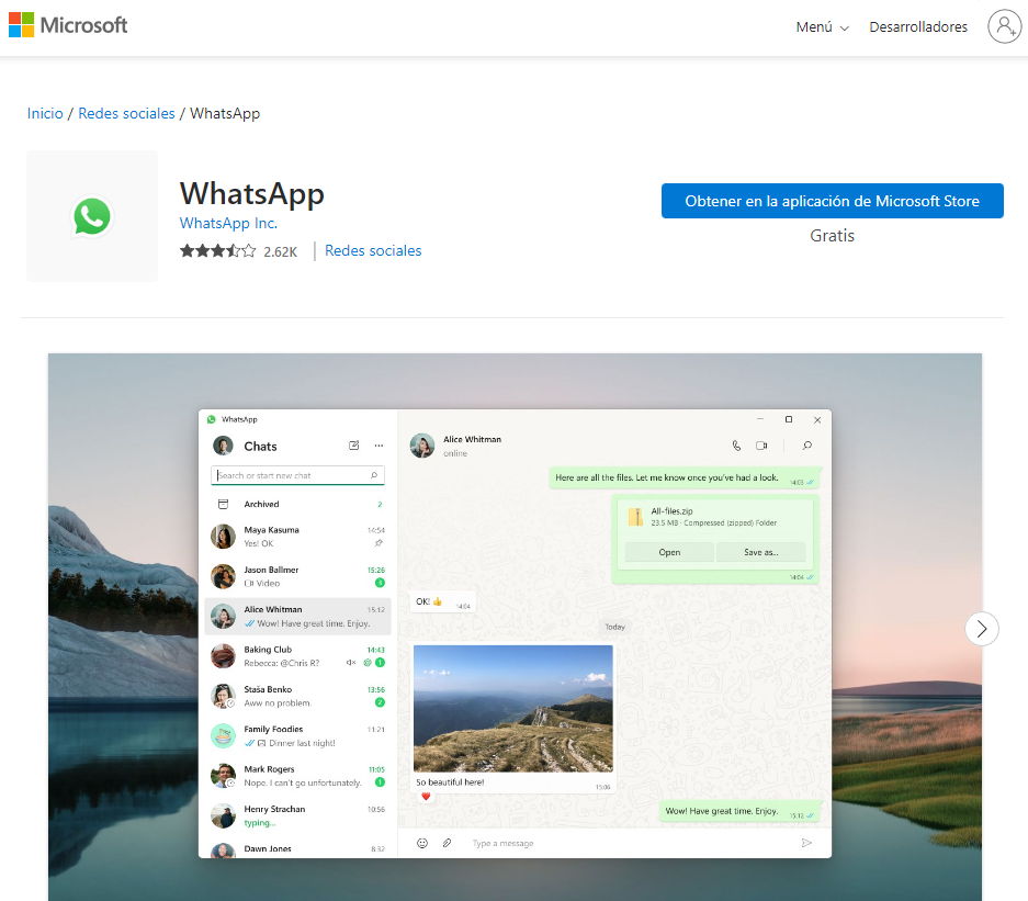 WhatsApp en Windows