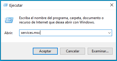 Accediendo al panel de servicios de Windows a través de Ejecutar