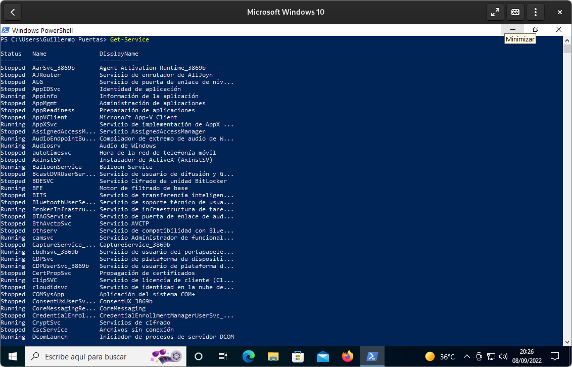 Listar todos los servicios de Windows a través de PowerShell con el comando Get-Service