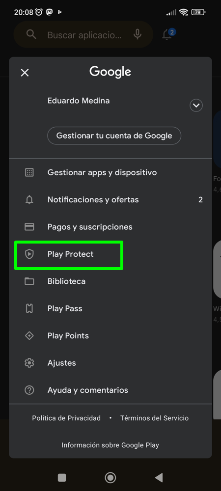 Cómo llegar a Google Play Protect