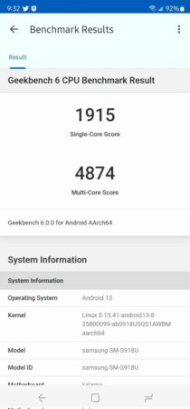 Samsung Galaxy S23 Ultra en Geekbench 6