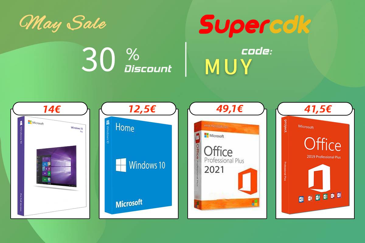 May offers in Supercdk: get Windows 10 Pro valid for life for 14 euros