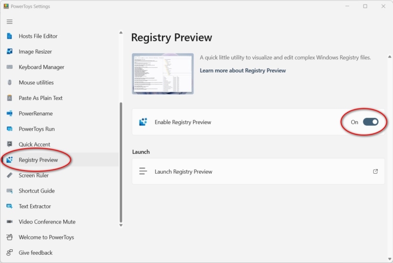 Registry Preview, un nuevo editor del registro de Windows en PowerToys