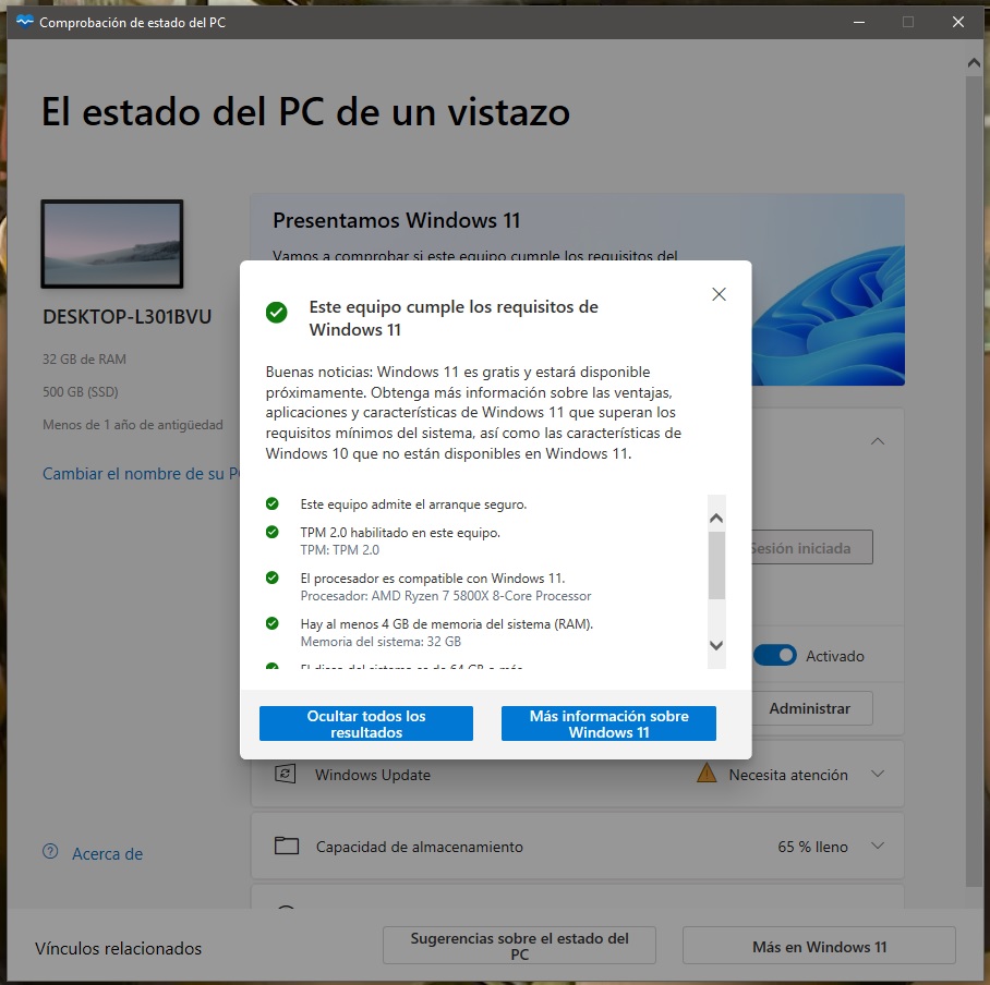 Windows 11 hardware óptimo