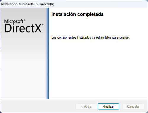 Terminando el proceso de instalación de DirectX 9.0c