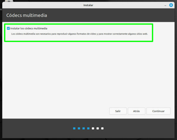 Instalar los códecs para multimedia en el instalador de Linux 21.3