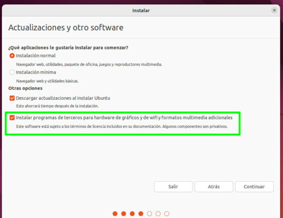 Instalar los códecs para multimedia en el instalador de Ubuntu 22.04 LTS