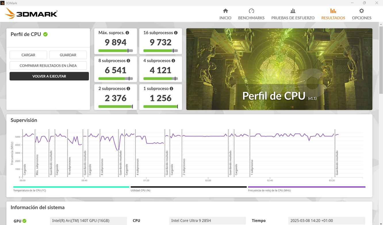 3dmark-cpu intel core ultra 9 285H