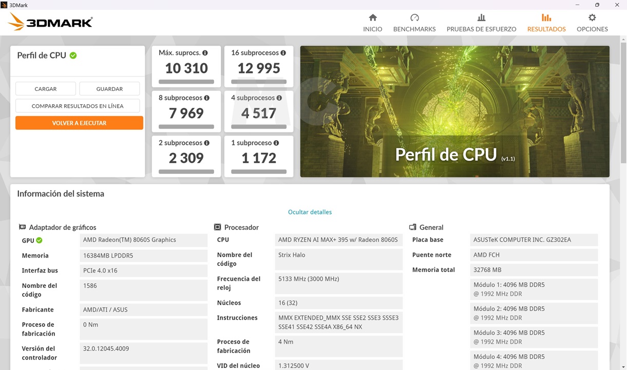 ASUS ROG FLOW Z13 3DMark CPU