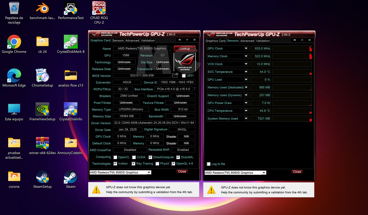 ASUS ROG FLOW Z13 2025 GPUZ