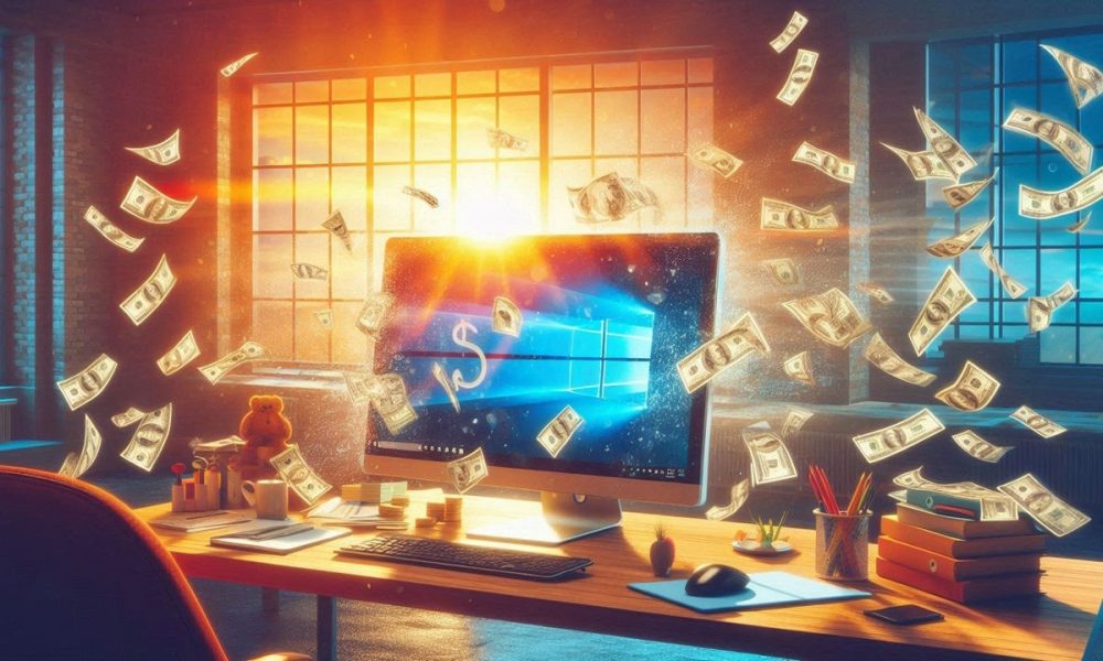 Windows con lluvia de dinero generada por IA