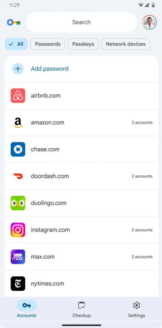 Gestor de contraseñas Google