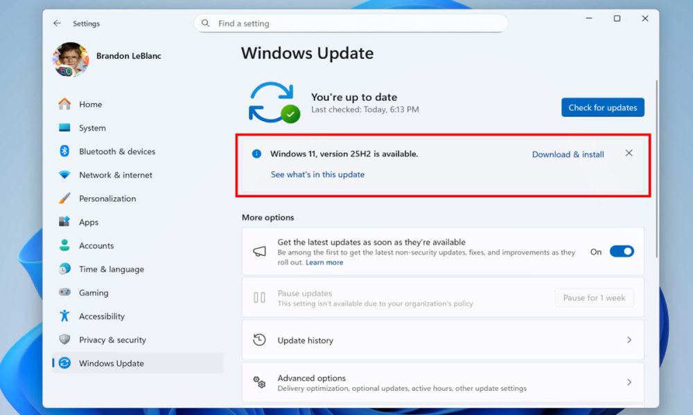 Vista Previa de Windows 11 25H2
