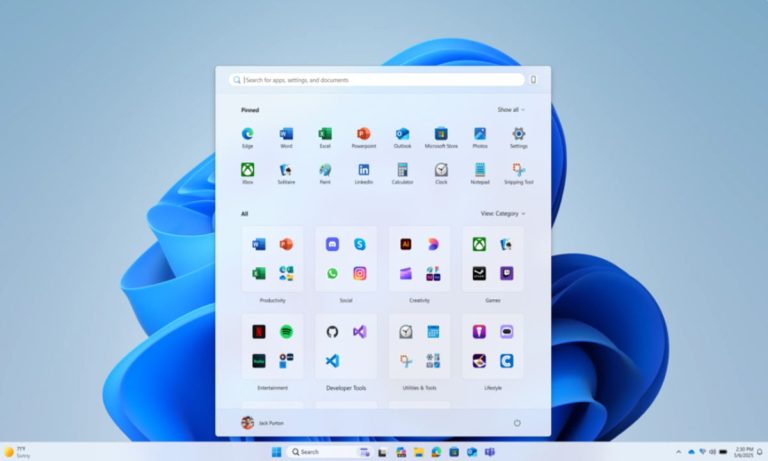 Computer Inicio Microsoft despliega el nuevo menú de inicio para Windows 11