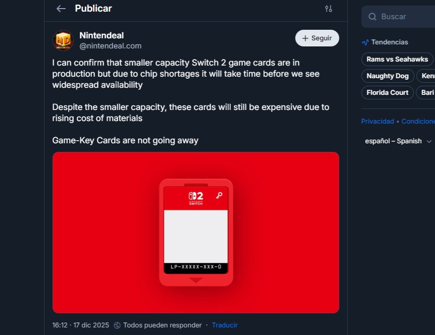 cartuchos de nintendo switch 2