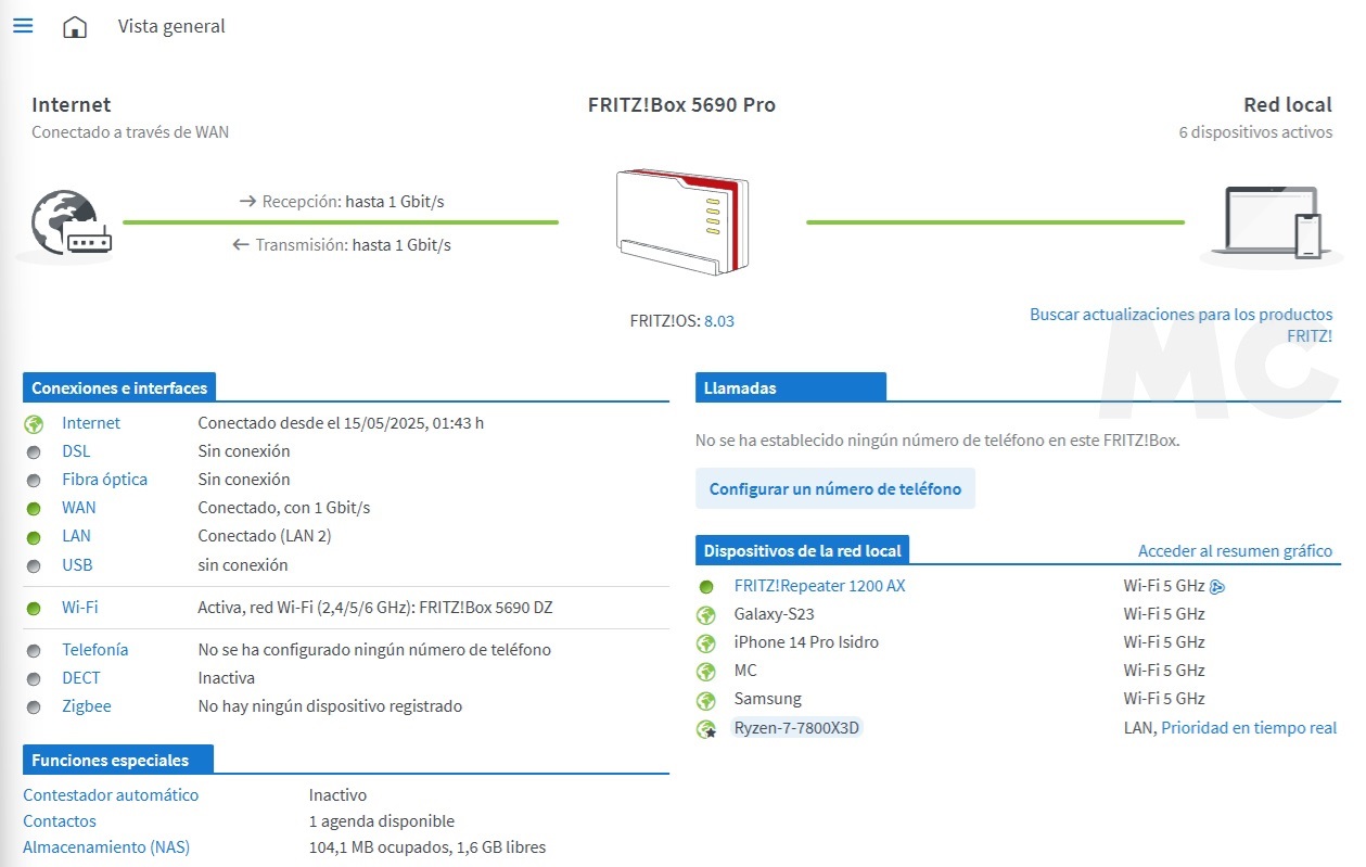 interfaz router FRITZ 5690 Pro