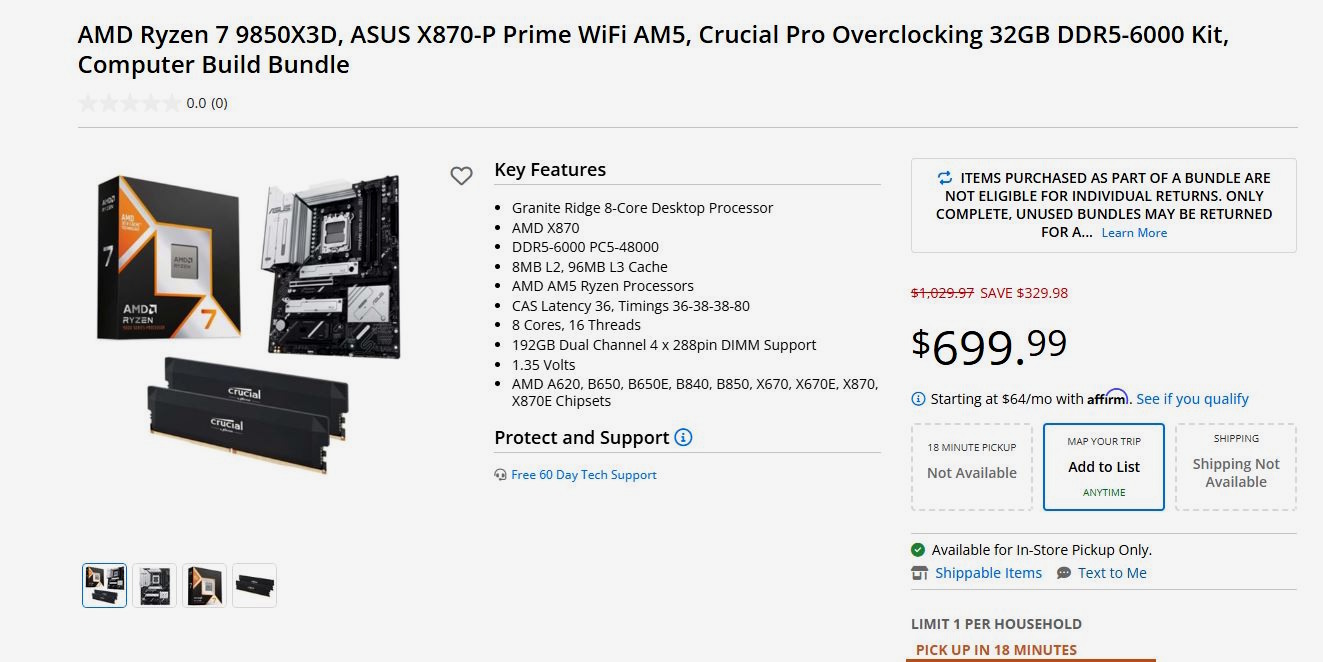 kit ryzen 7 9850X3D pack oferta