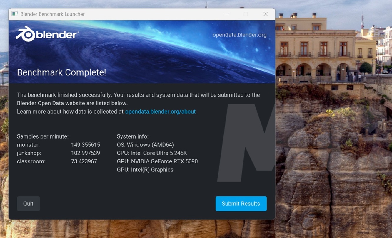 core ultra 5 245k 2026 blender