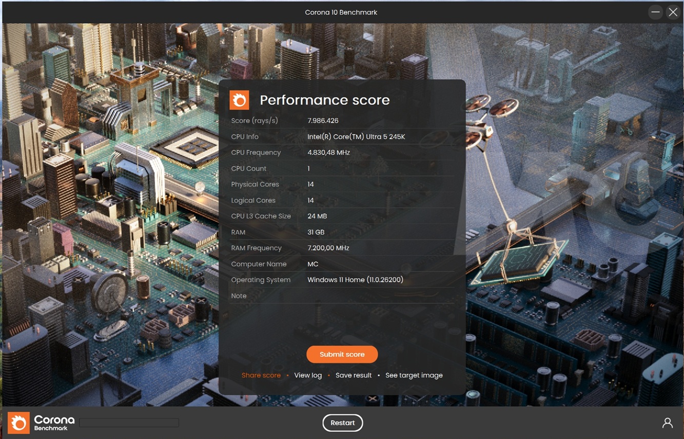 core ultra 5 245k 2026 corona