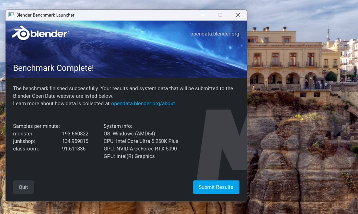 intel core 5 250k plus blender