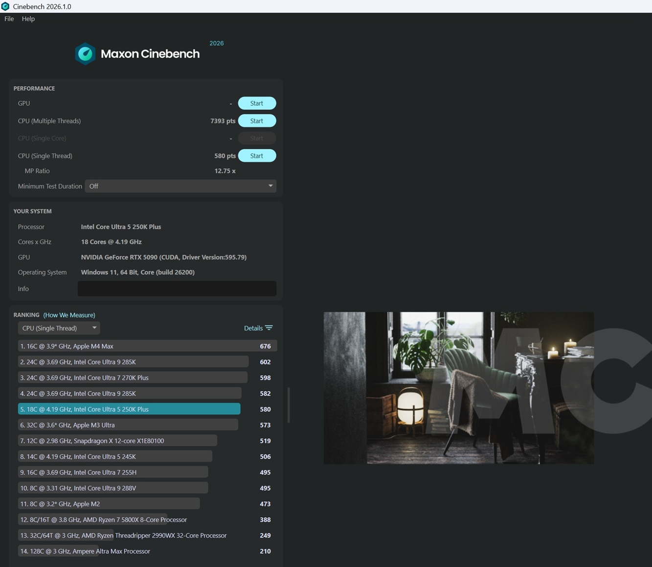 intel core 5 250k plus cb 26