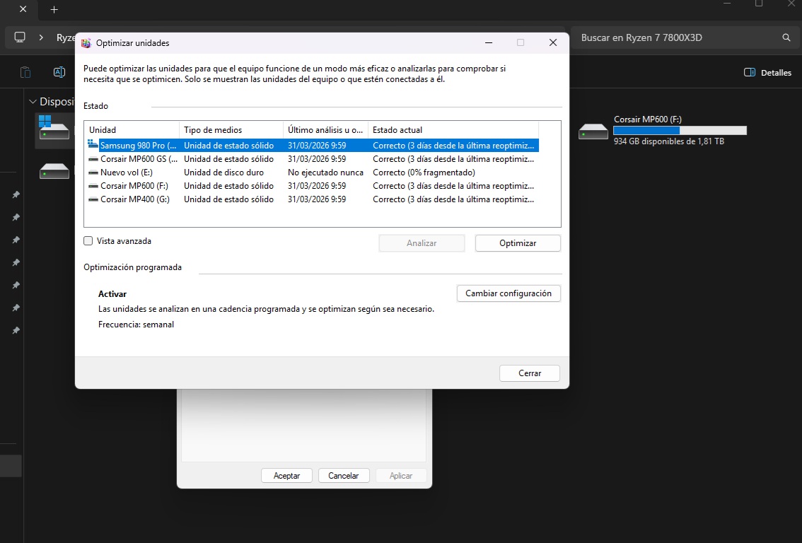 optimizar unidad SSD