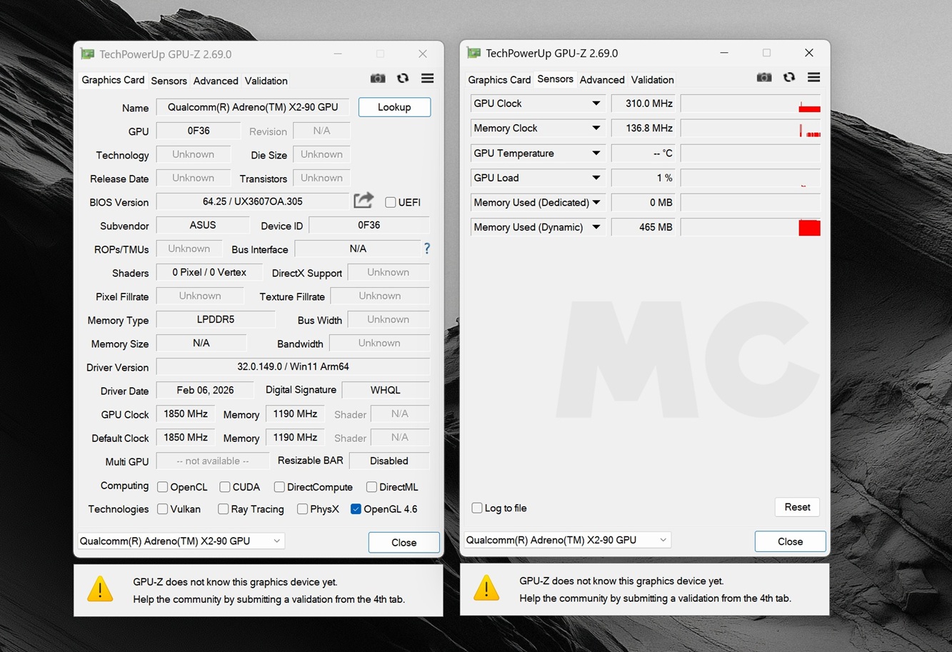 ASUS Zenbook A16 Snapdragon X2 Elite Extreme GPU Z