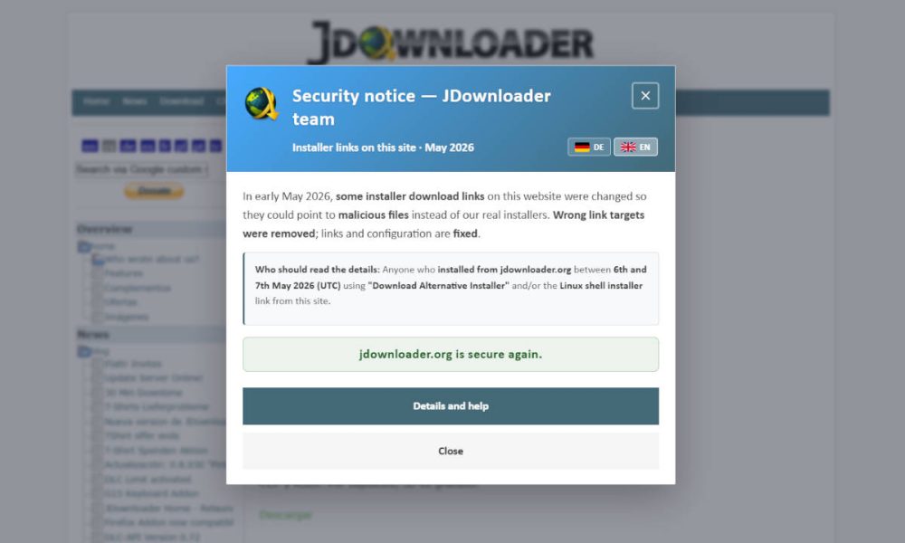 Hackean JDownloader para distribuir instaladores maliciosos