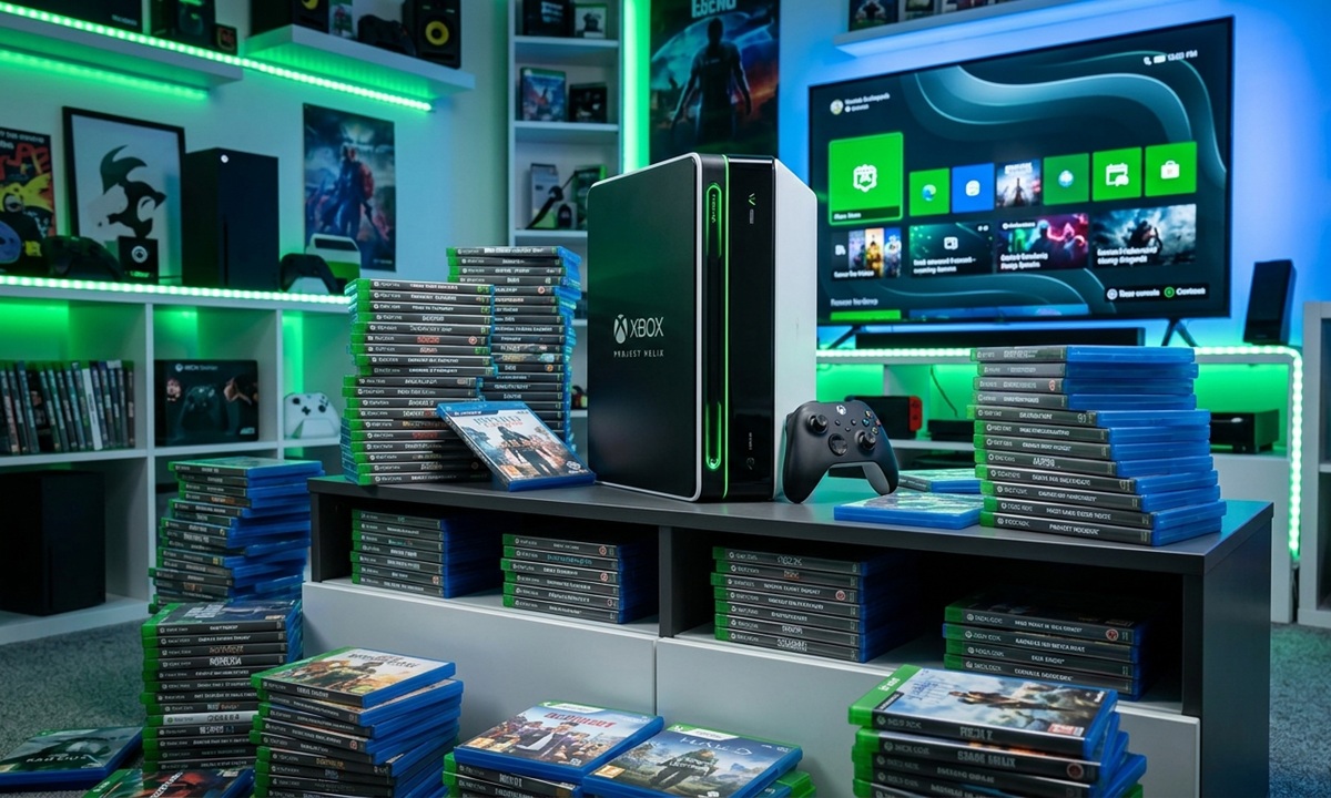 xbox project helix sin unidad de discos generada con IA google gemini
