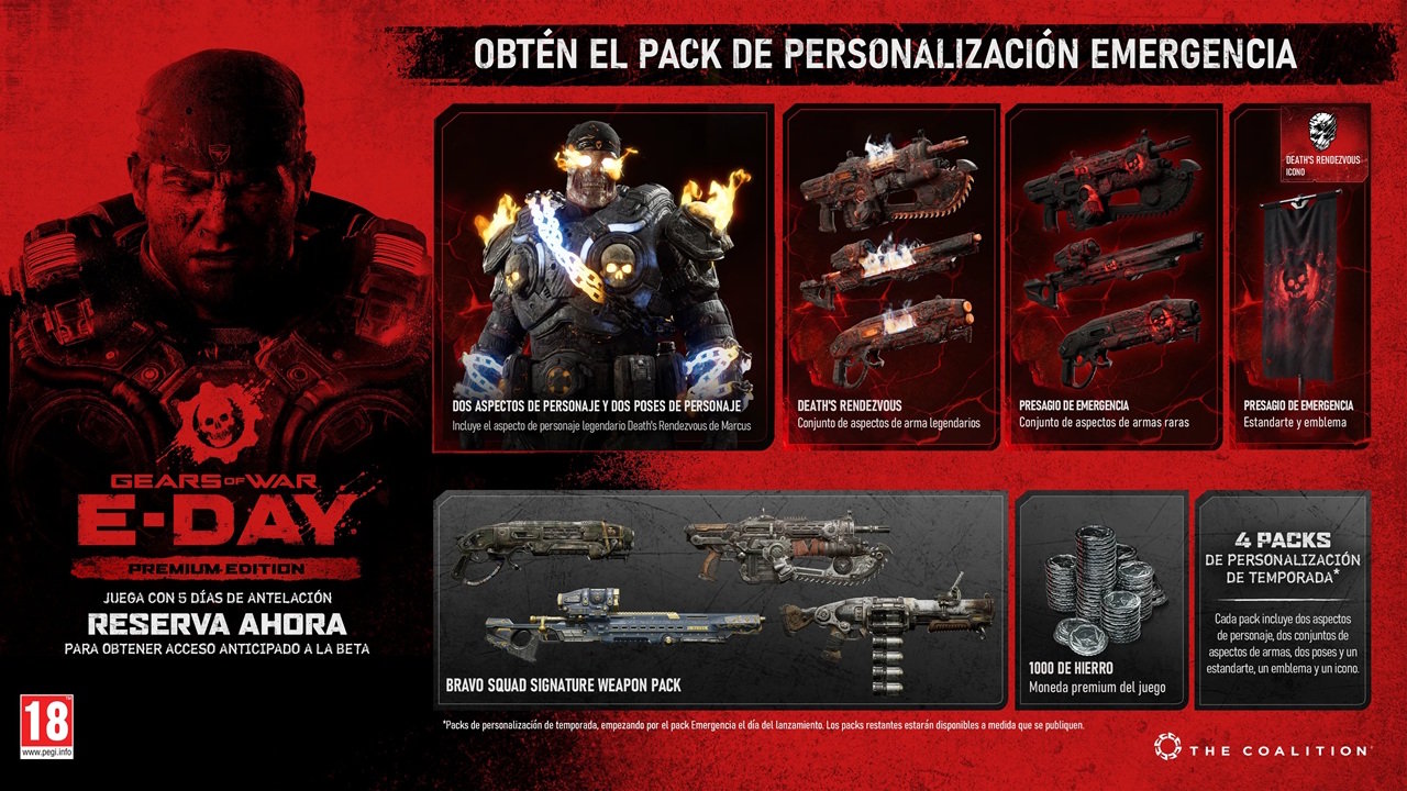 Gears of War E-Day contenido edicion premium