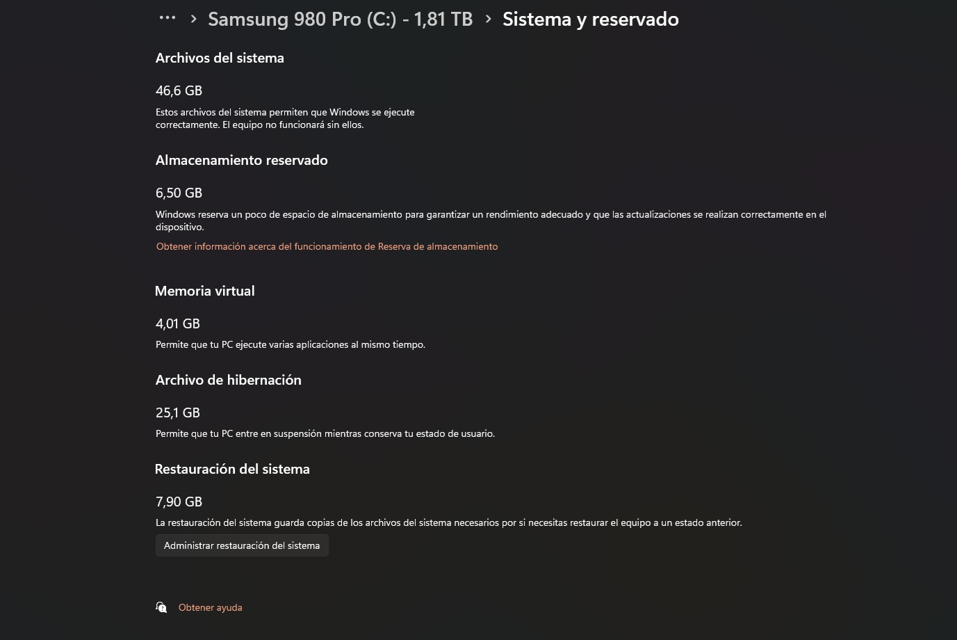 Windows 11 sistema espacio reservado