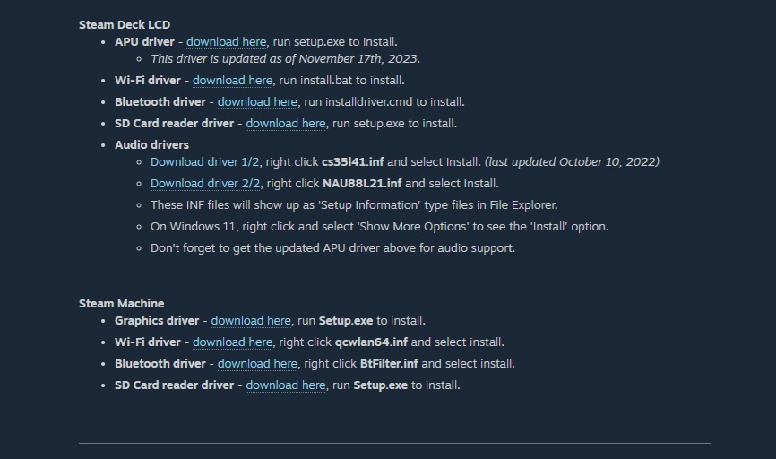 drivers steam machine windows