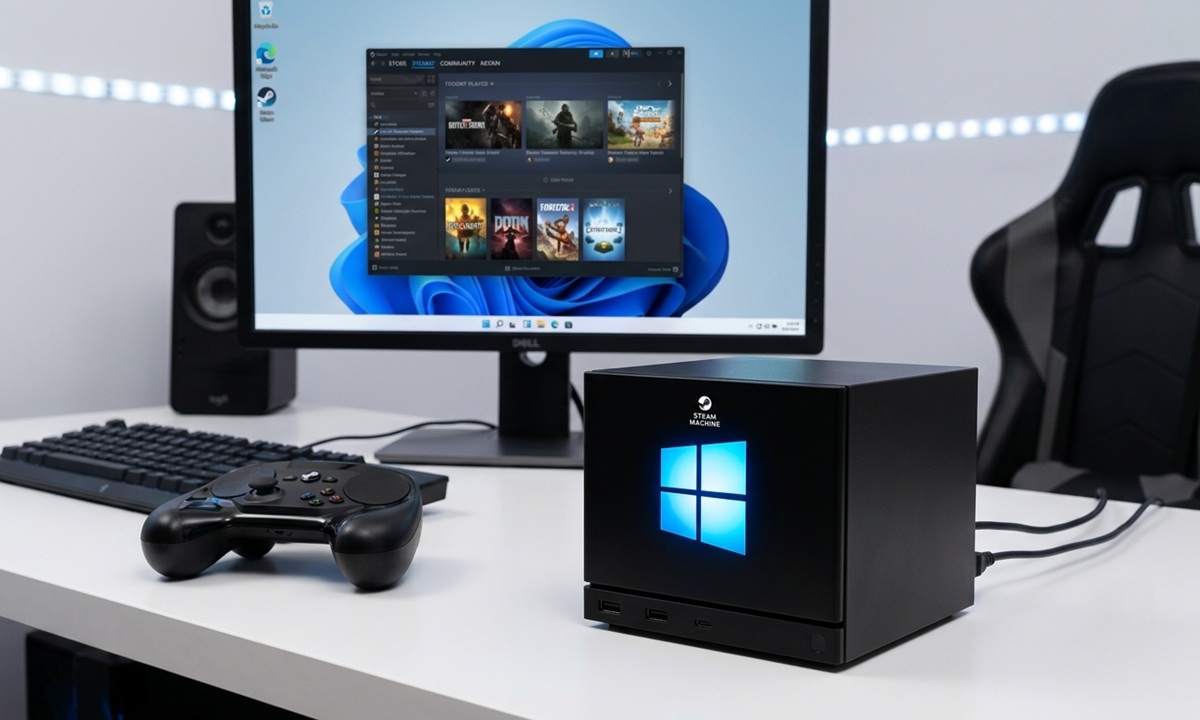 steam machine windows generada con google gemini AI